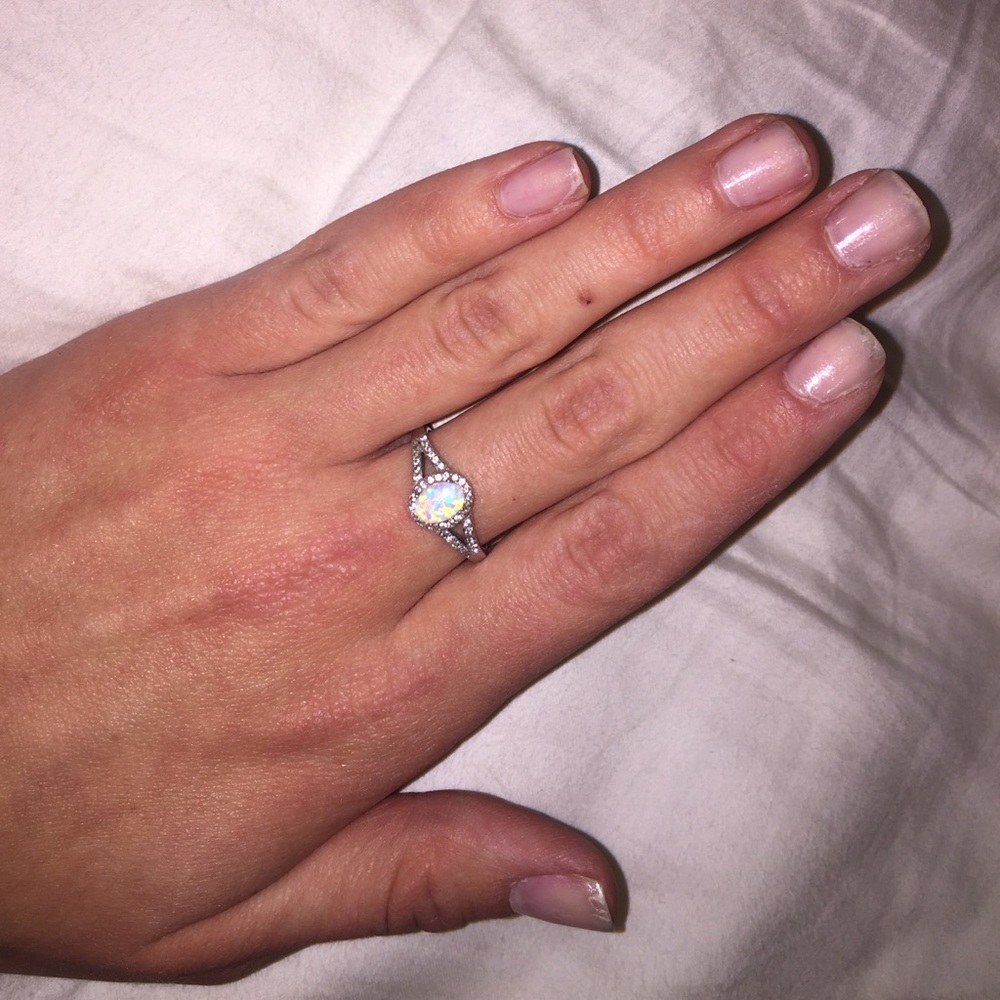 Opal and silver ring